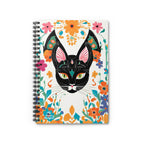 Black Cat with Green Eyes & Flowers, Spiral Notebook Journal - Write in Style