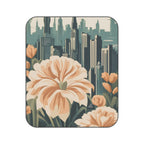 Flowers and a City, Outdoor Picnic Blanket with Soft Fleece Top, Water-Resistant Bottom, 51" × 61"