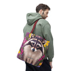 Raccoon and Flowers Tote Bag with Cotton Handles For Everyday Use, 3 Sizes