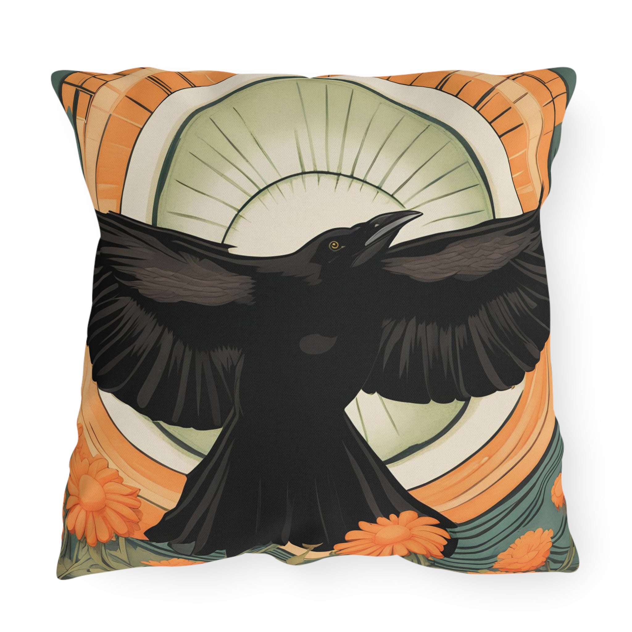 Flying Crow, Throw Pillow