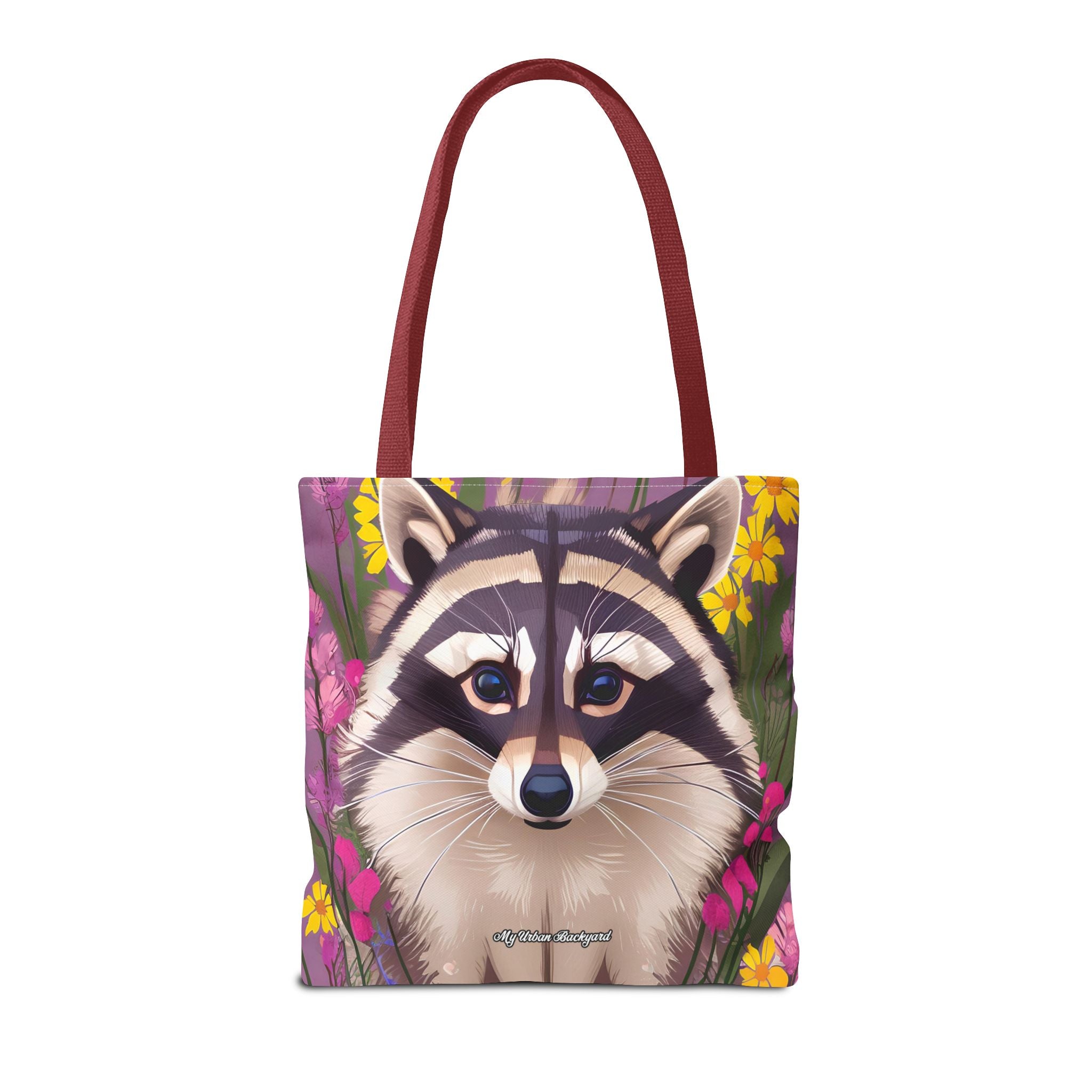 Raccoon and Flowers Tote Bag with Cotton Handles For Everyday Use, 3 Sizes