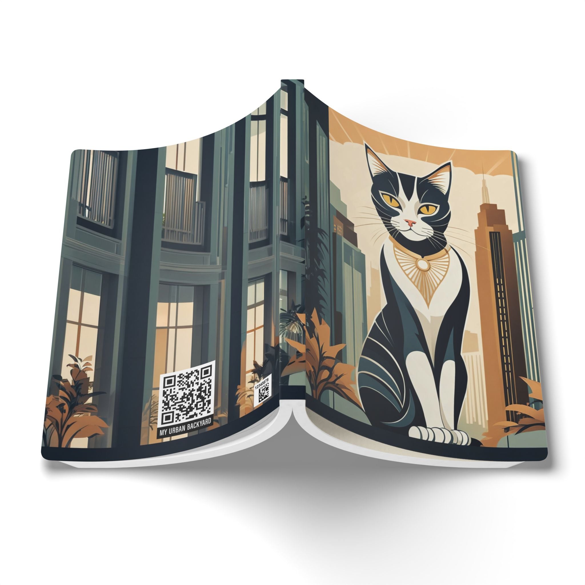 Art Deco City Cat Softcover Journal
