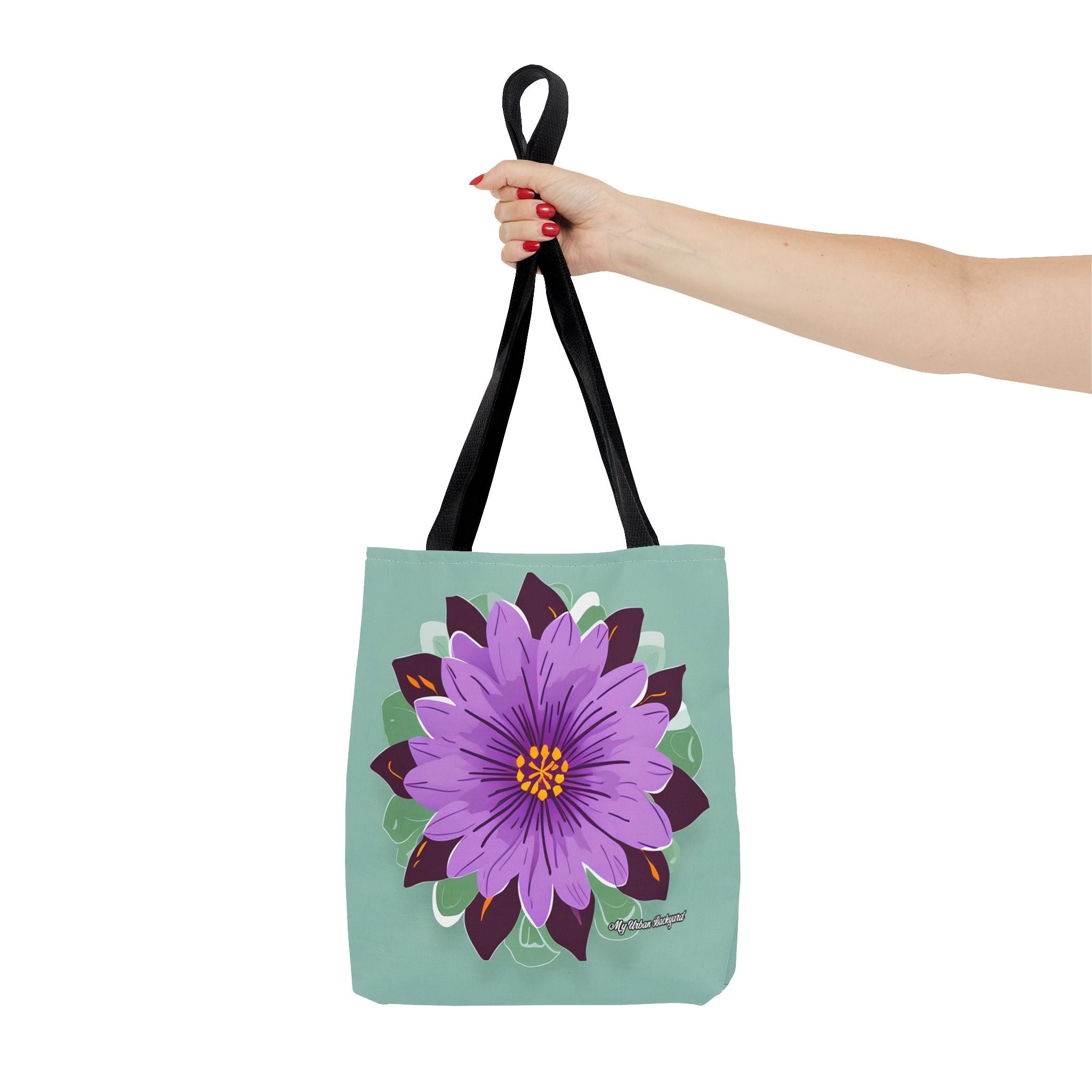 Purple Flower Tote Bag with Cotton Handles For Everyday Use, 3 Sizes