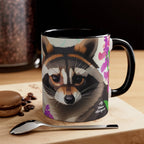 Ceramic Mug for Coffee, Tea, Hot Cocoa. Home/Office, Raccoon w Flowers