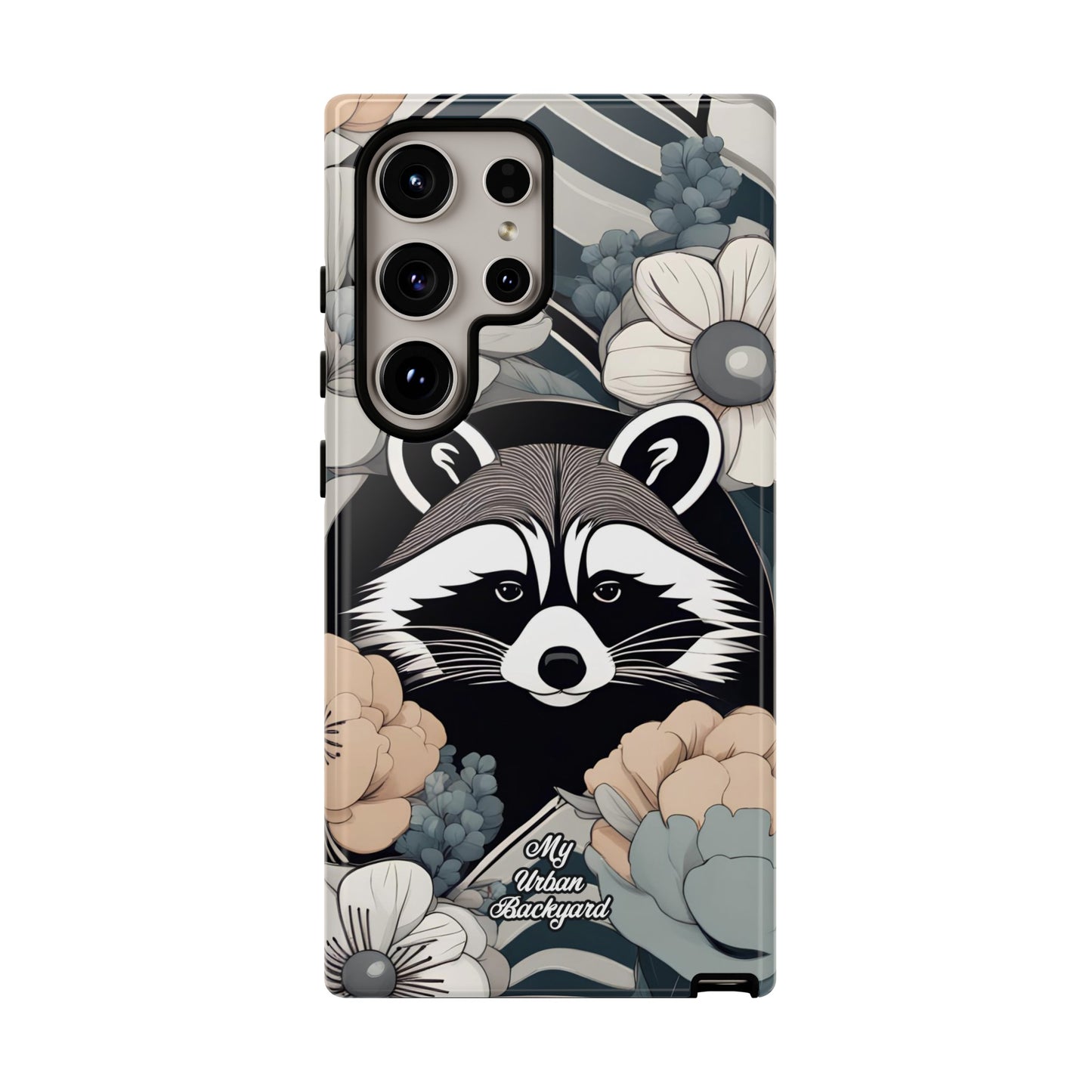 Art Deco Raccoon with Flowers, Cell Phone Case - Apple, Samsung, or Google Pixel