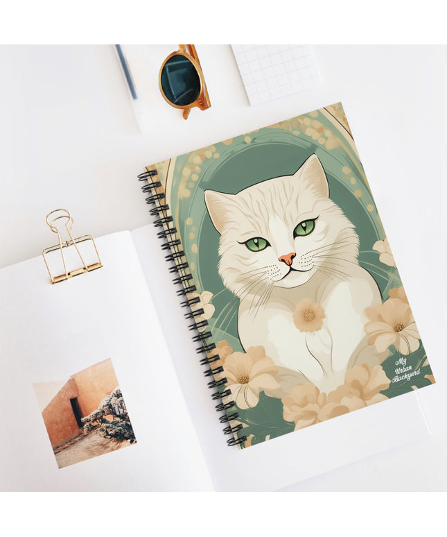 Blanca Purrington, Cat Spiral Notebook Writing Journal - 118 Ruled Pages
