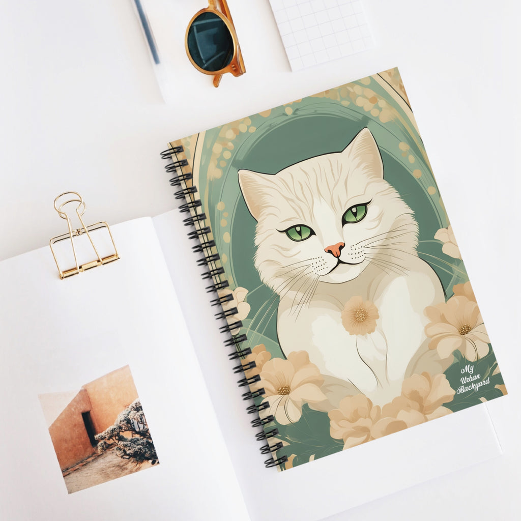 Blanca Purrington, Cat Spiral Notebook Writing Journal - 118 Ruled Pages