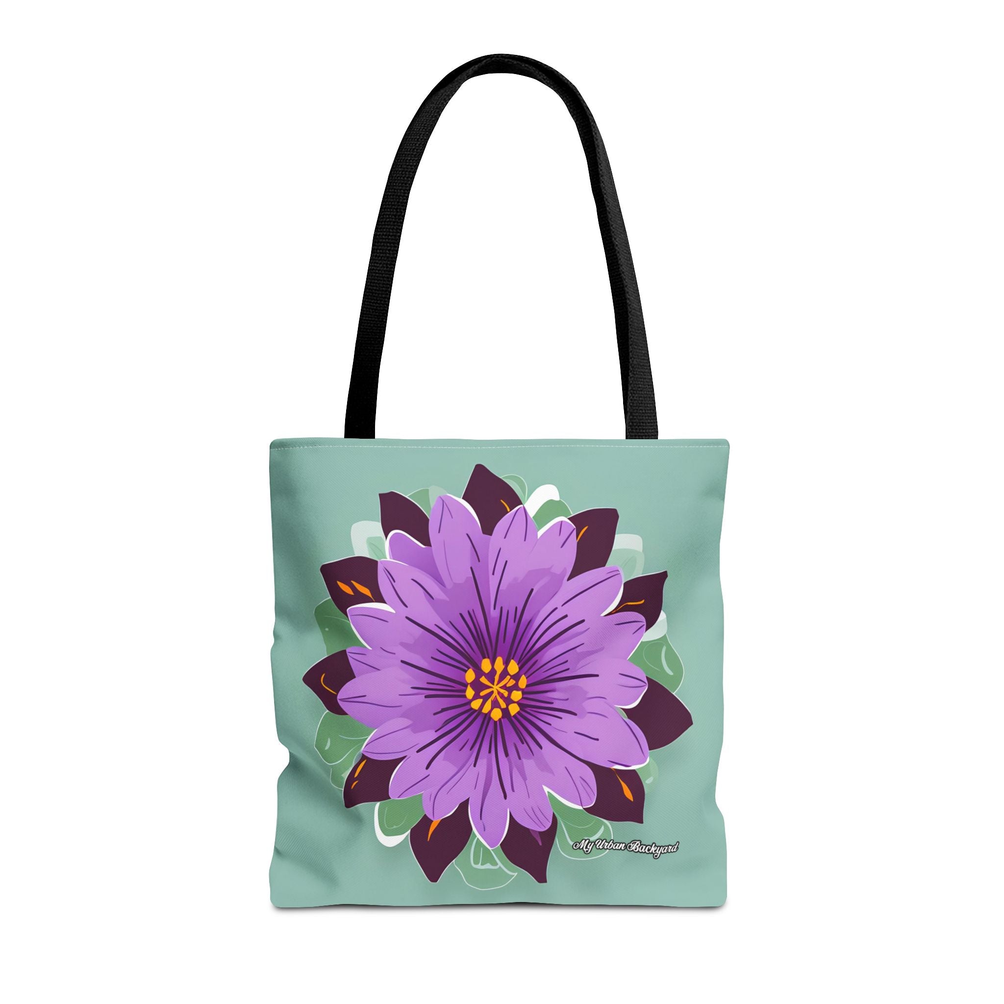 Purple Flower Tote Bag with Cotton Handles For Everyday Use, 3 Sizes