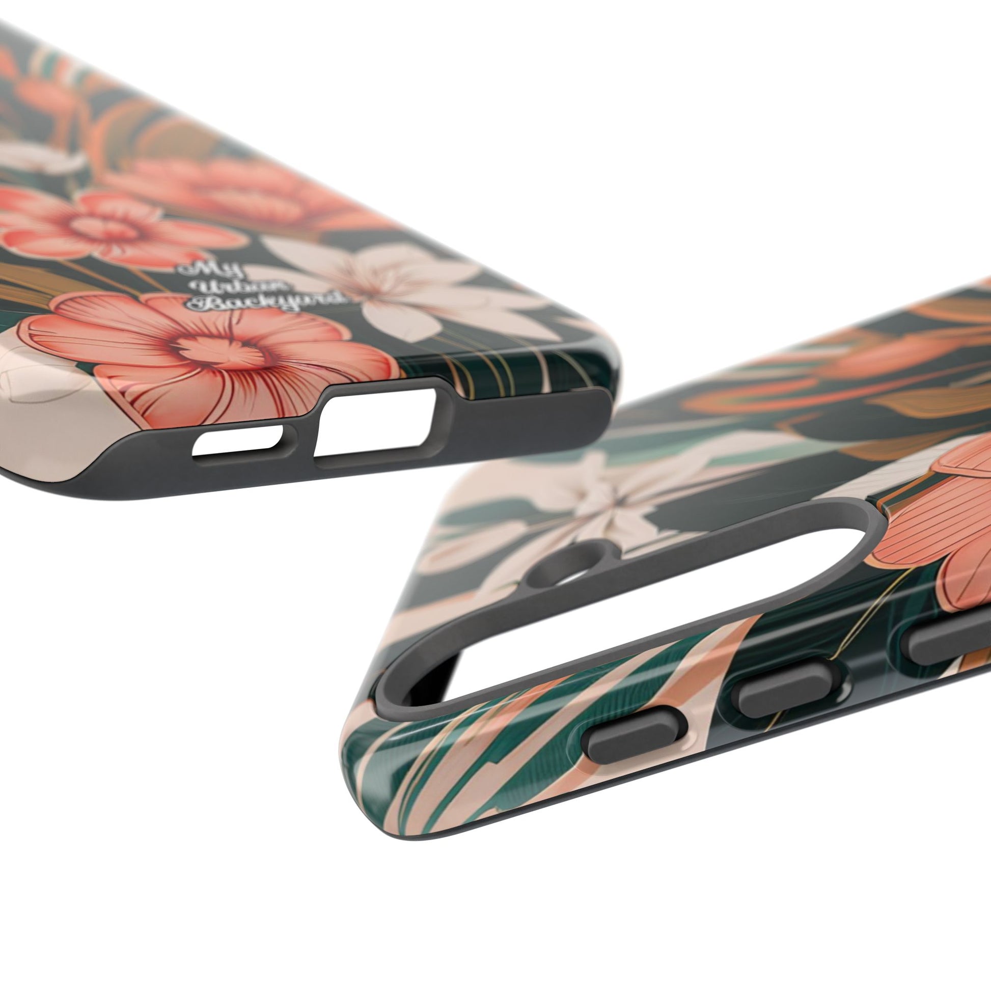 Peach Art Deco Flowers, Cell Phone Case - Apple, Samsung, Google Pixel