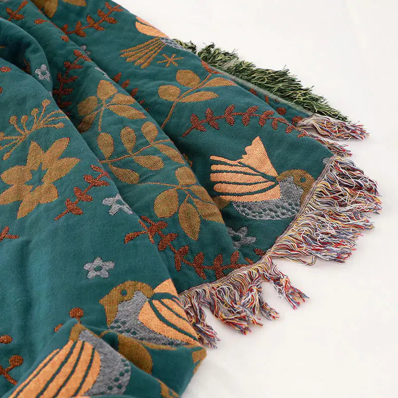 Reversible Bird Throw Blanket