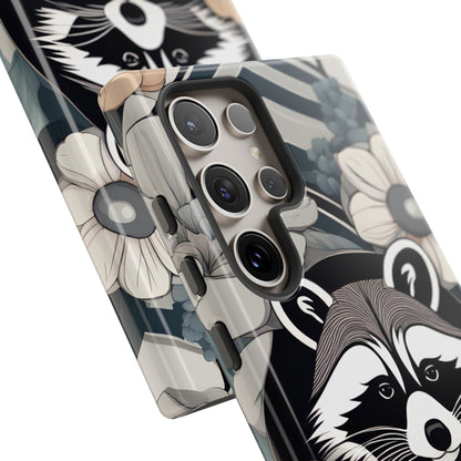 Art Deco Raccoon with Flowers, Cell Phone Case - Apple, Samsung, or Google Pixel