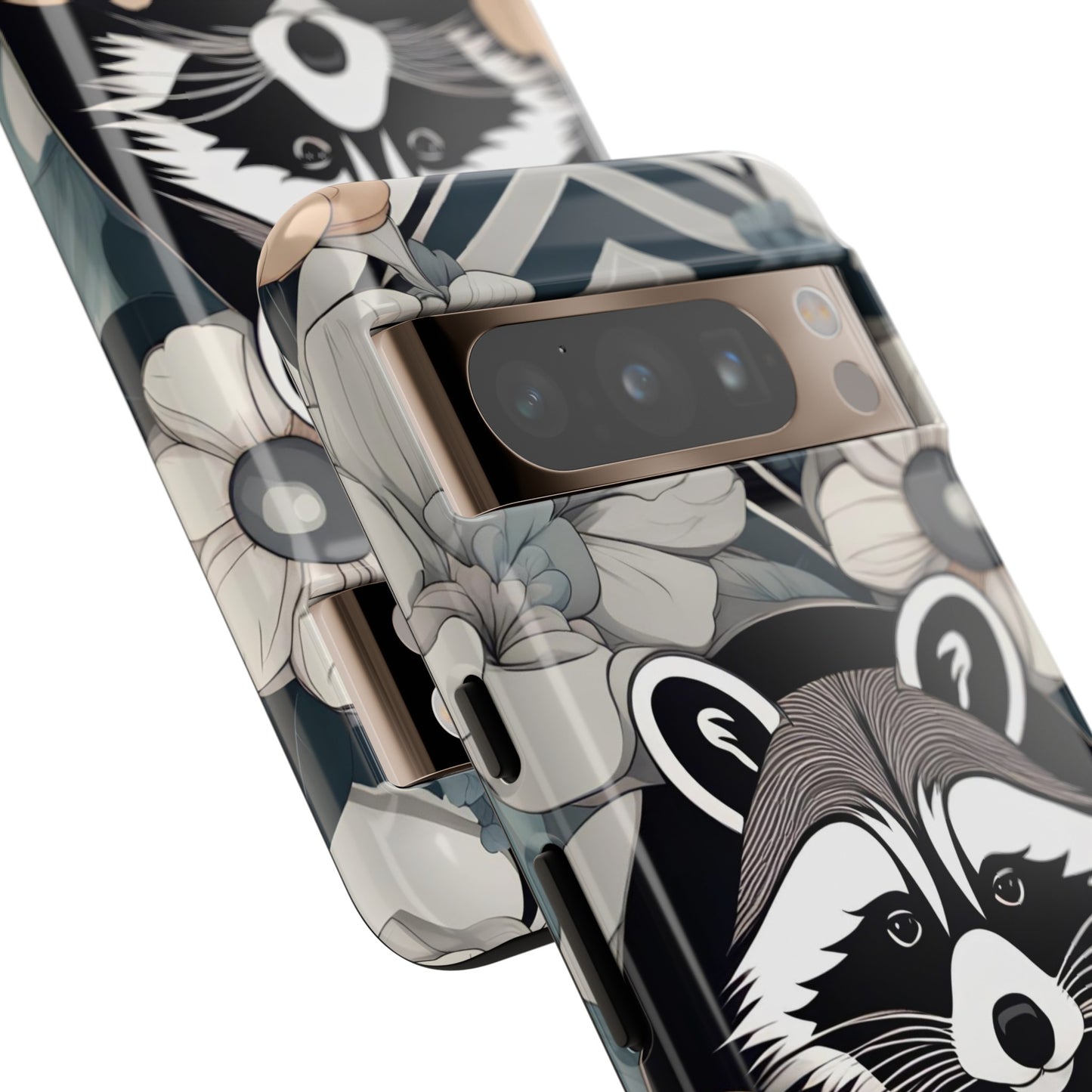 Art Deco Raccoon with Flowers, Cell Phone Case - Apple, Samsung, or Google Pixel