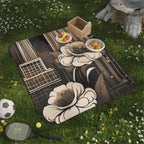 City Flowers, Outdoor Picnic Blanket with Soft Fleece Top, Water-Resistant Bottom, 51" × 61"