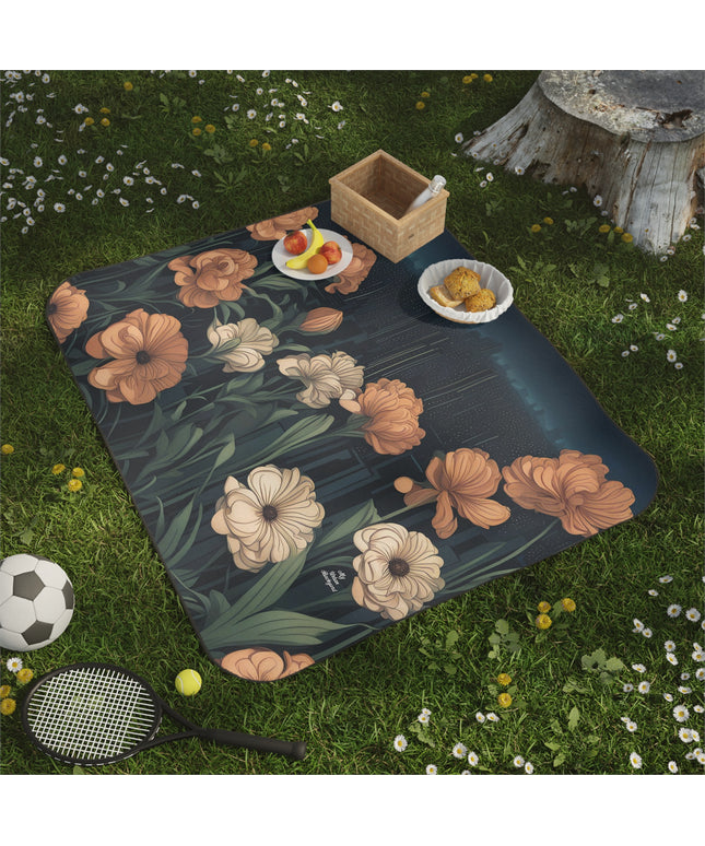 Wildlflower Field, Outdoor Picnic Blanket with Soft Fleece Top, Water-Resistant Bottom, 61" × 51"