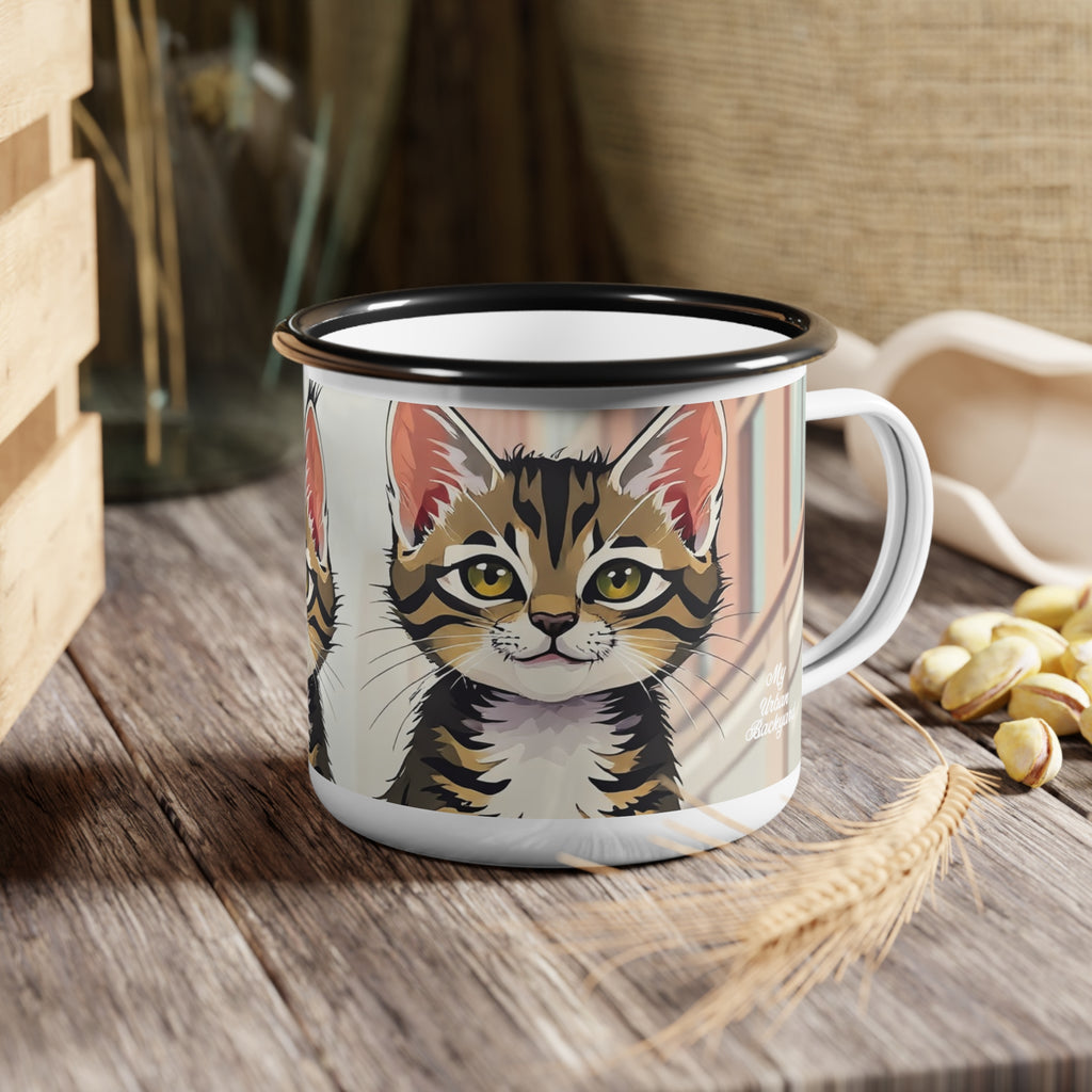 Cute Tabby Kittens Enamel Camp Cup - Perfect for Pet Lovers, Camping, Coffee Lovers, Gift for Cat Owners, Outdoor Adventures