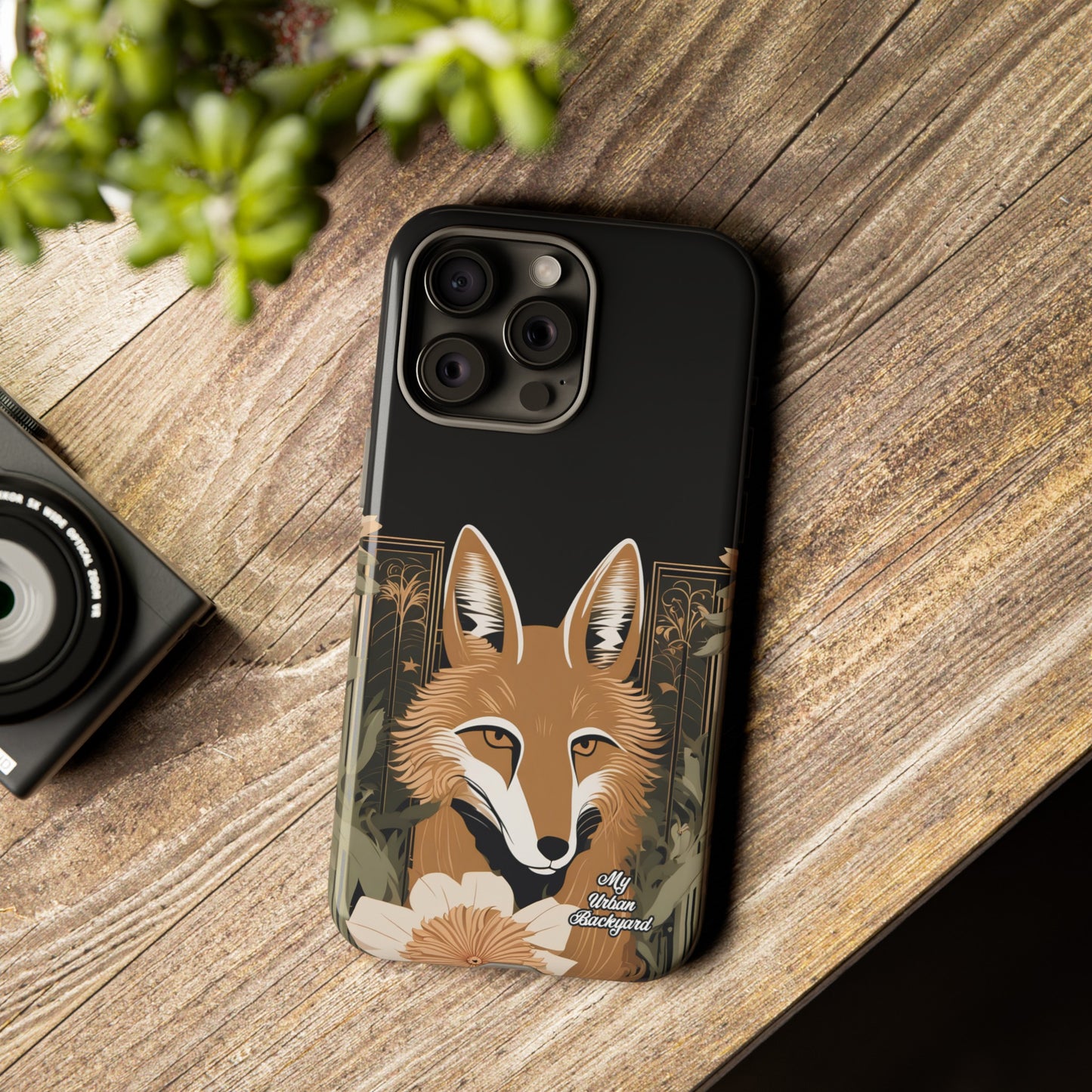 Art Deco Coyote with Flower, Cell Phone Case - Apple, Samsung or Google Pixel