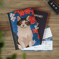 Cat with Red and White Flowers Passport Cover