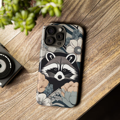 Art Deco Raccoon with Flowers, Cell Phone Case - Apple, Samsung, or Google Pixel