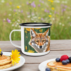 Coyote with Flowers, Enamel Camping Mug