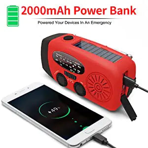 Emergency AM/FM/NOAA Weather Band Radio With Hand Crank. Flash Light. USB Charger.