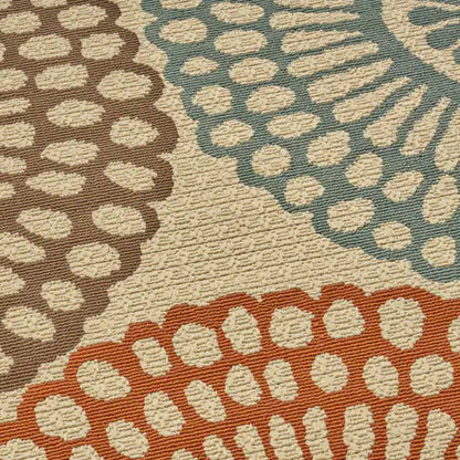 Outdoor Rug, Circles on Beige, 7'6" x 5'3"