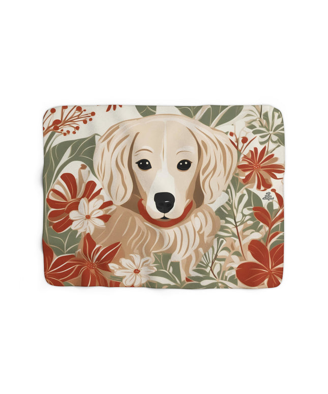 Puppy with Red Collar, Sherpa Fleece Blanket for Cozy Warmth, 50"x60"