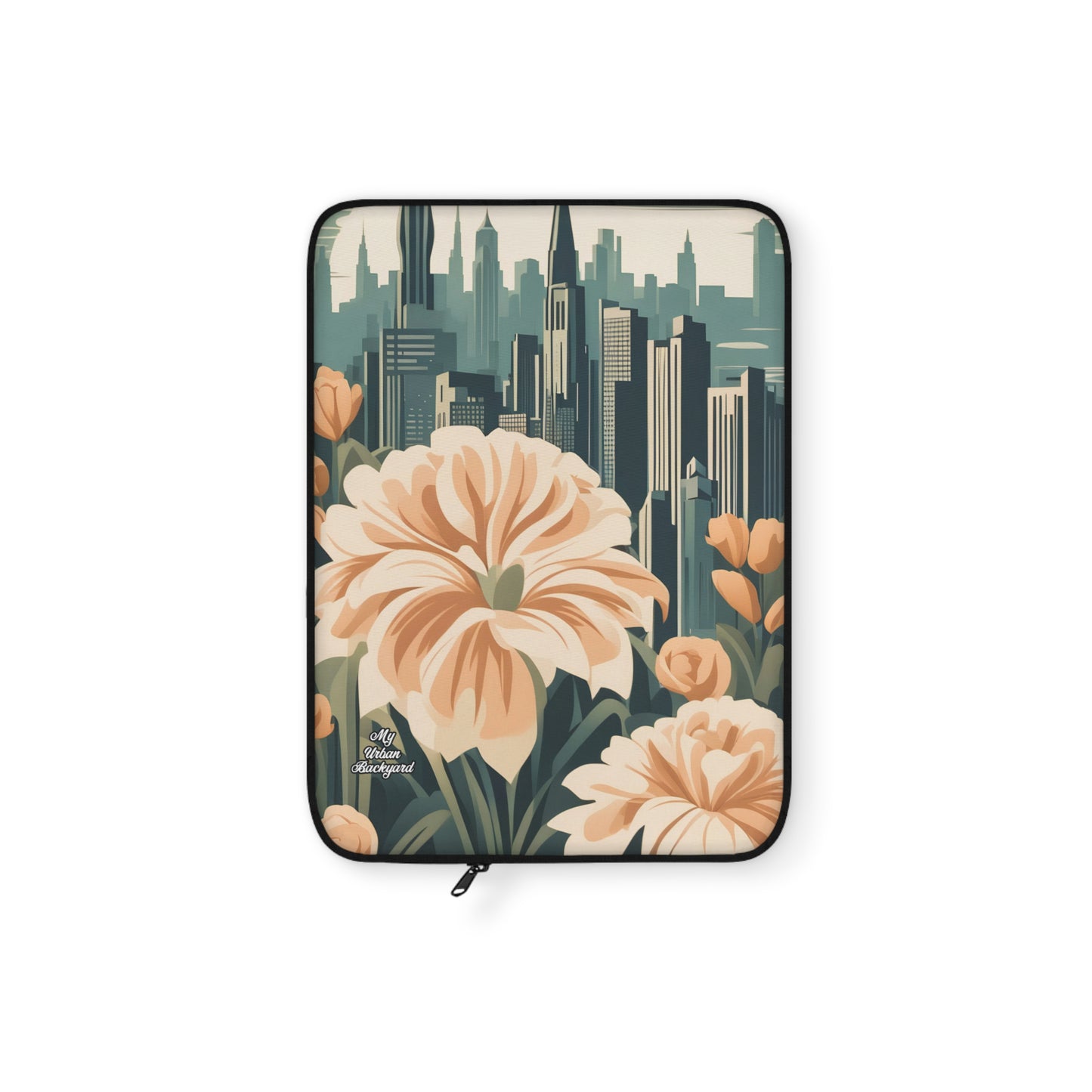 Flowers and a City, Laptop Carrying Case, Top Loading Sleeve for School or Work