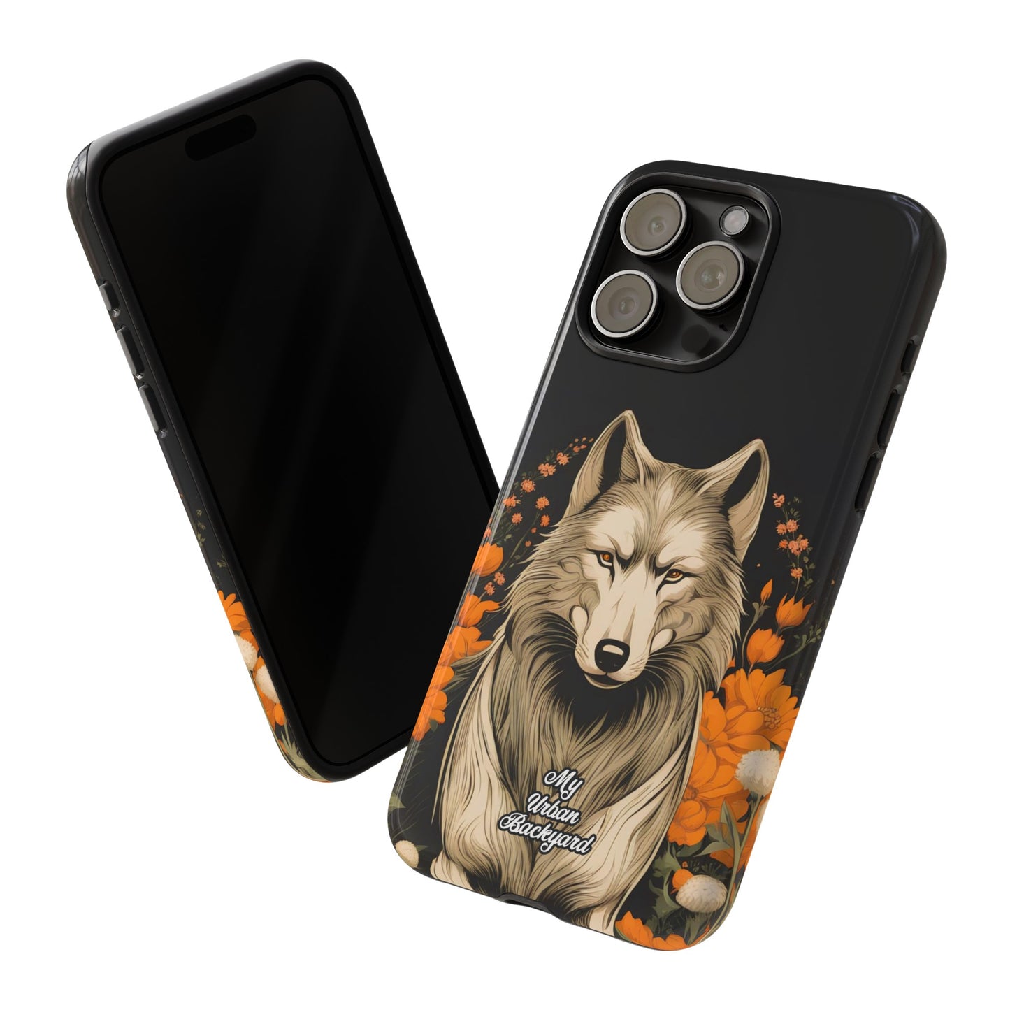 Wolf with Flowers, Cell Phone Case - Apple, Samsung or Google Pixel