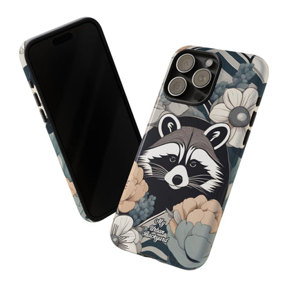 Art Deco Raccoon with Flowers, Cell Phone Case - Apple, Samsung, or Google Pixel