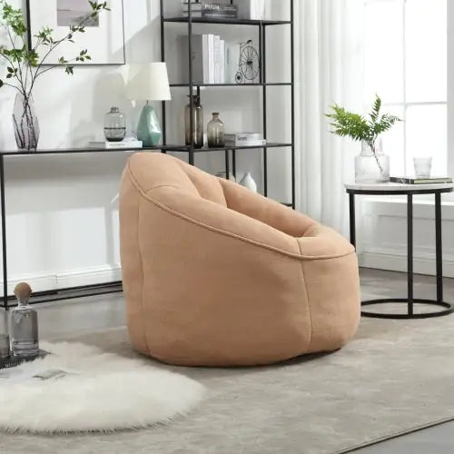 Premium Foam Bean Bag Chair with Padded Support and Footrest, Tan