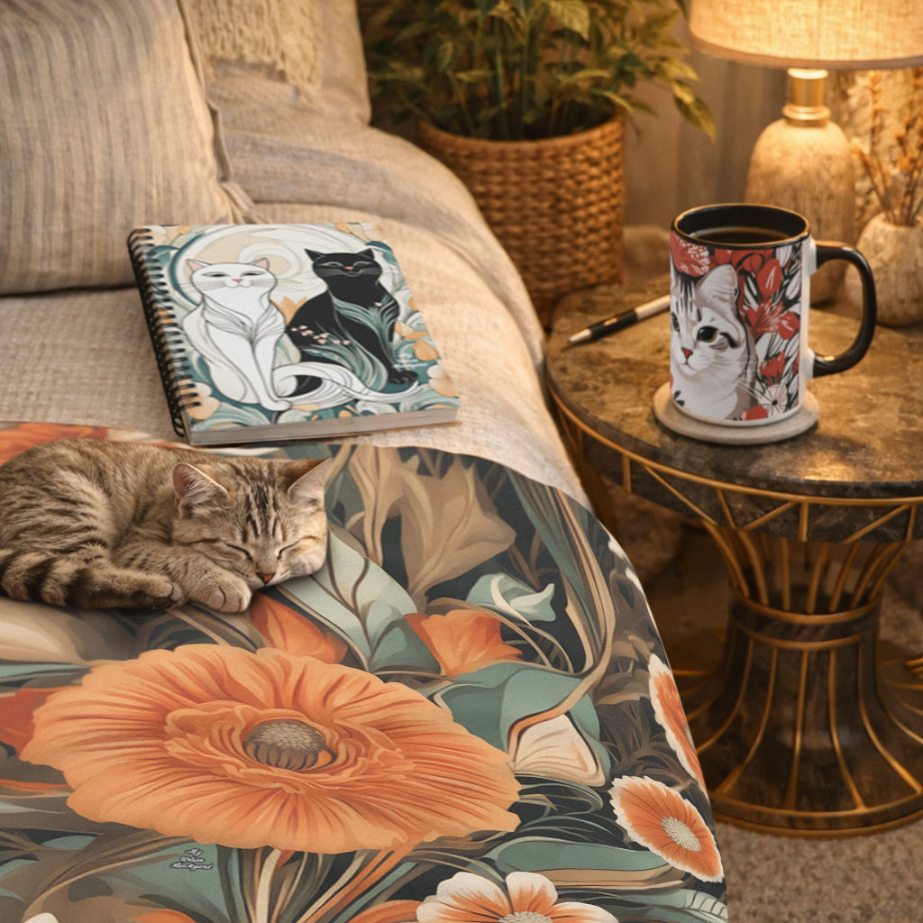 Purr & Pour Bundle: Fleece Blanket + Ceramic Mug + Writing Journal