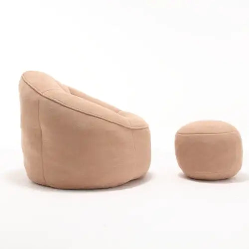 Premium Foam Bean Bag Chair with Padded Support and Footrest, Tan