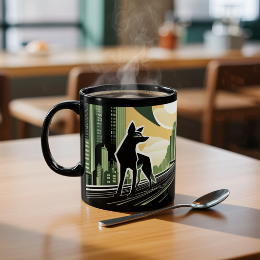Art Deco Coyote Ceramic Mug
