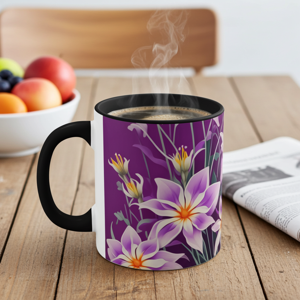 Purple Flowers Ceramic Mug
