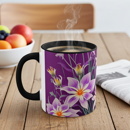Purple Flowers Ceramic Mug