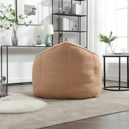 Premium Foam Bean Bag Chair with Padded Support and Footrest, Tan