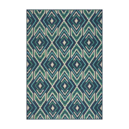 Outdoor Rug, Blue Pattern, 7'6" x 5'3"