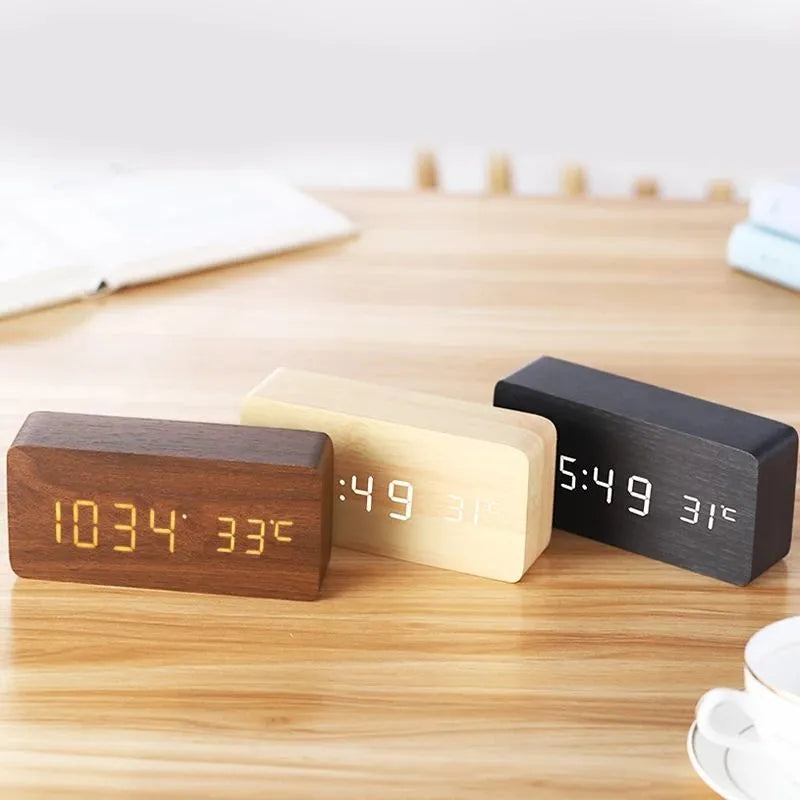 Wooden Digital Alarm Clock. Choose From 4 Colors.