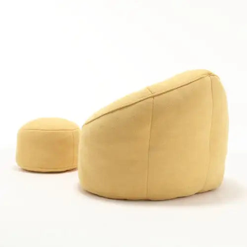 Premium Foam Bean Bag Chair with Padded Support and Footrest, Yellow