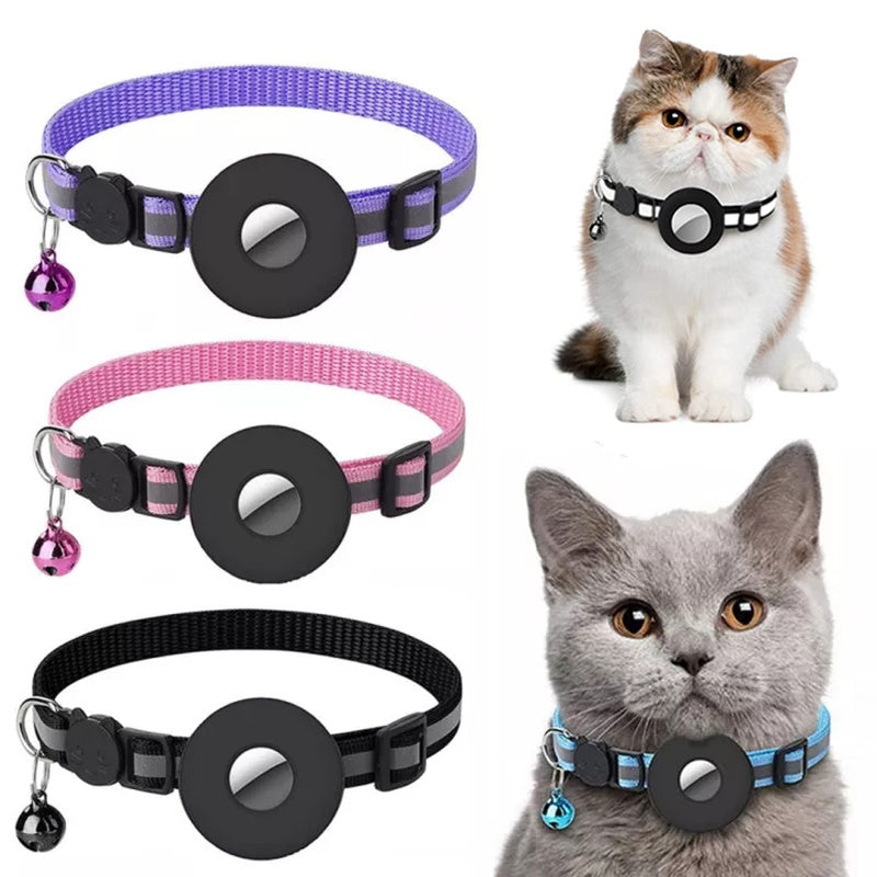 Reflective Nylon Pet Collar Waterproof Holder Case For Airtag, For Cat Dog Kitten Puppy