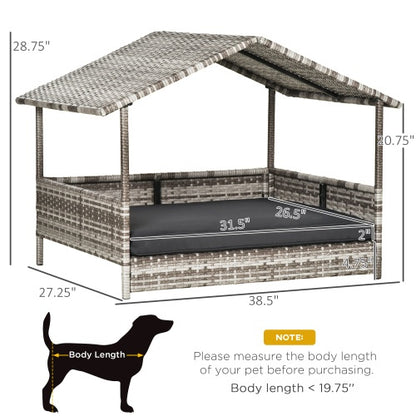 The Rattan Dog House Outdoor With Canopy, For Small And Medium-sized Dogs and Cats