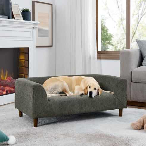 Modern Dog Sofa With Backrest And Armrests, 39.5" For Medium And Large Dogs, Blue or Grey