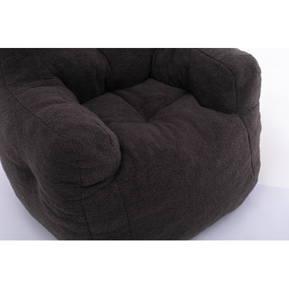 Soft Teddy Tufted Foam Bean Bag Chair, Dark Gray