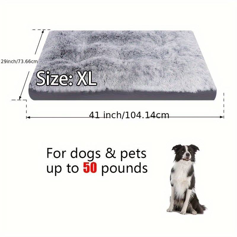 Long Plush Cozy Warm Pet Dog Bed, Washable Anti-Slip Kennel Mats