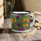 Enamel Camping Mug for Coffee, Tea, Hot Cocoa, Cereal, 12oz, Wildflowers