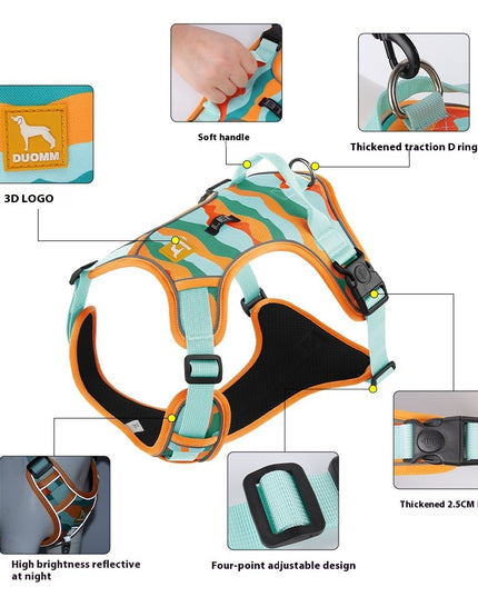 Dog Chest And Back Reflective Harness, Commuter Hand Holding Rope