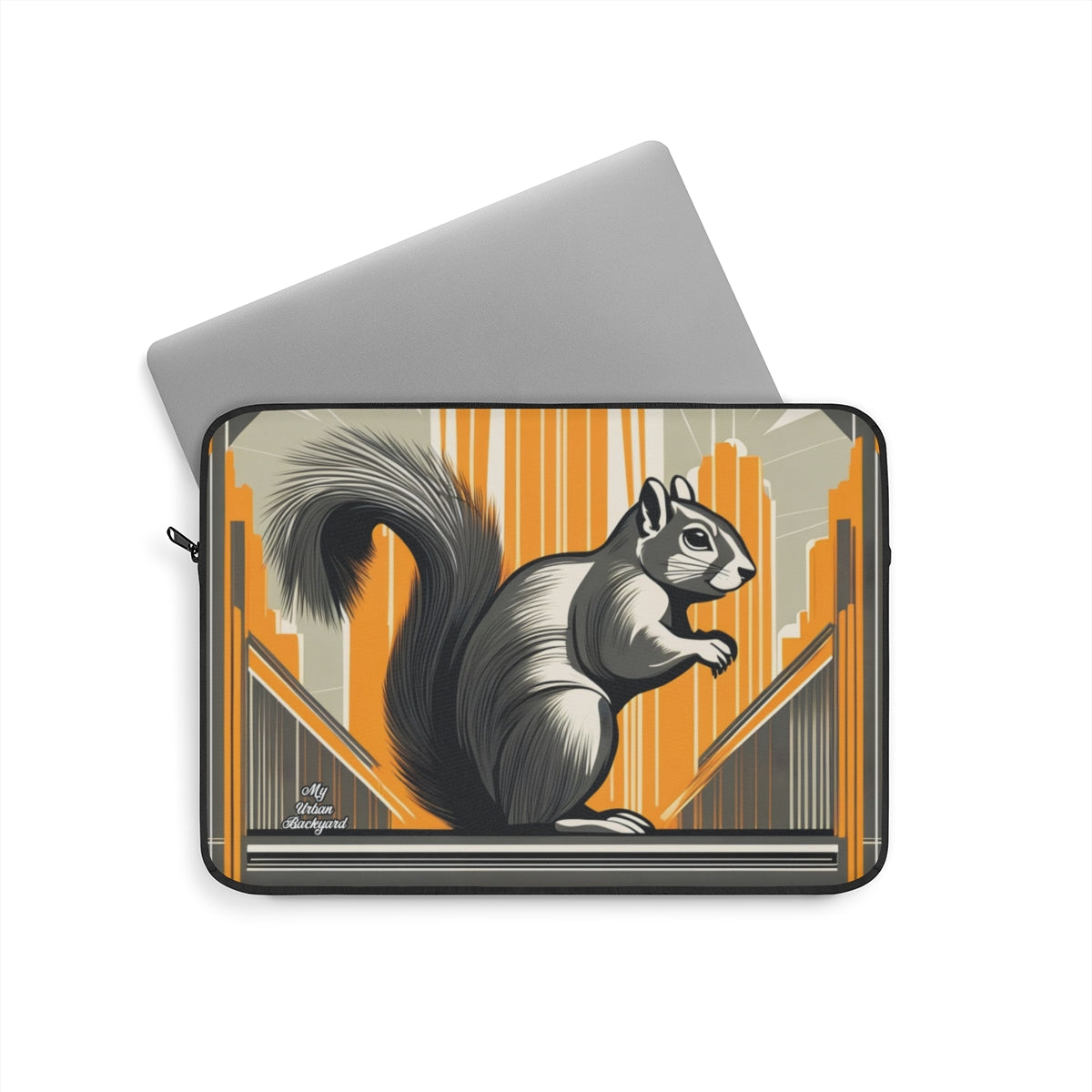 Art Deco Squirrel, Laptop Carrying Case, Top Loading Sleeve for School or Work