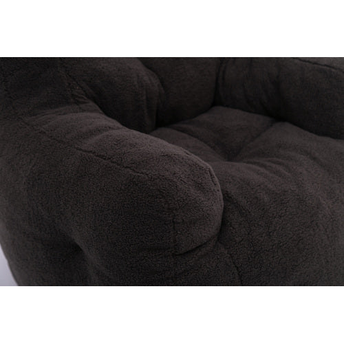 Soft Teddy Tufted Foam Bean Bag Chair, Dark Gray