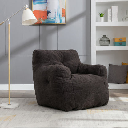 Soft Teddy Tufted Foam Bean Bag Chair, Dark Gray