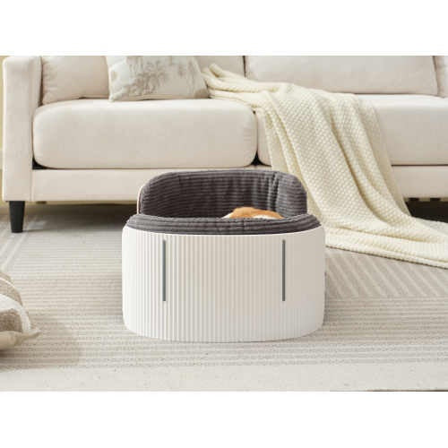 Scandinavian Style Pet Couch Bed With Removable Mattress Cover, Cats and Small Dogs, White Grey